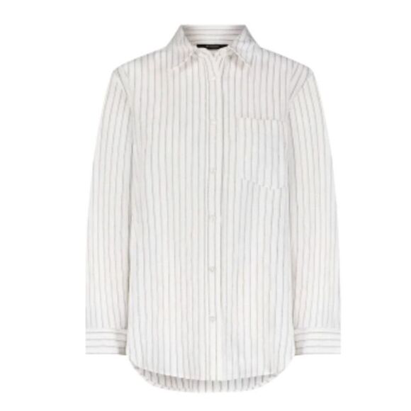 Mayson The Label White with Black Stripes Button Down Shirt NWT Size 00 - Picture 1 of 6